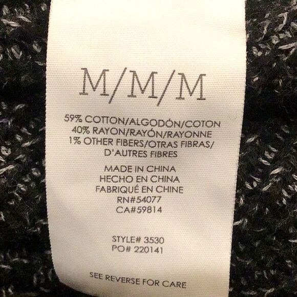 Cabi 3530 Black Gray Marled Stripe Knit Lagenlook Open Cloak Cardigan Sweater - Picture 15 of 16